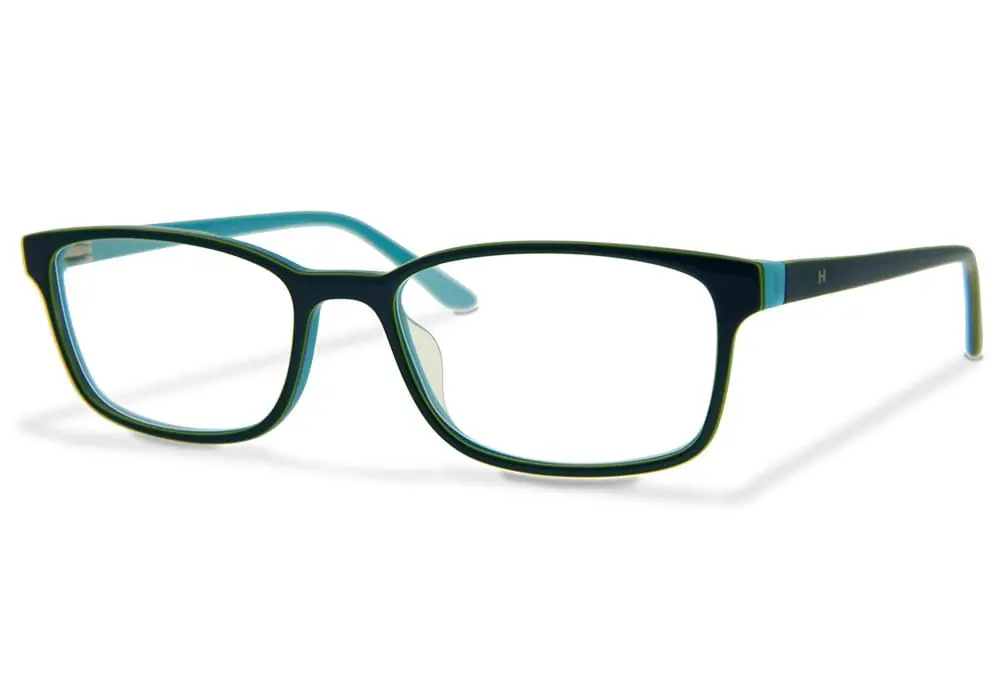 Blau-schwarze Brille in Frontalansicht